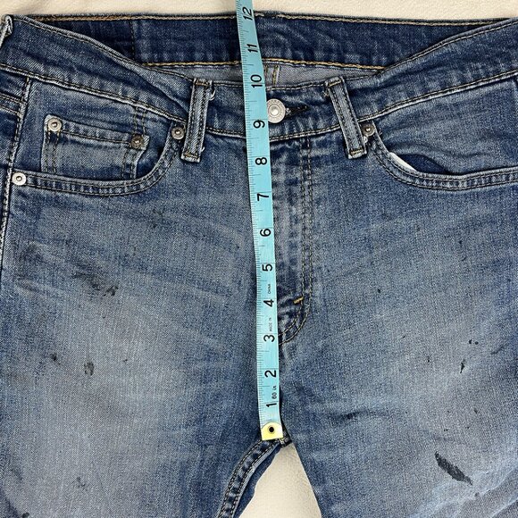 Levi's 513 Blue Jeans Size 31x32 Slim Straight Leg Mid-Rise Stretch Denim Men's - Picture 15 of 16